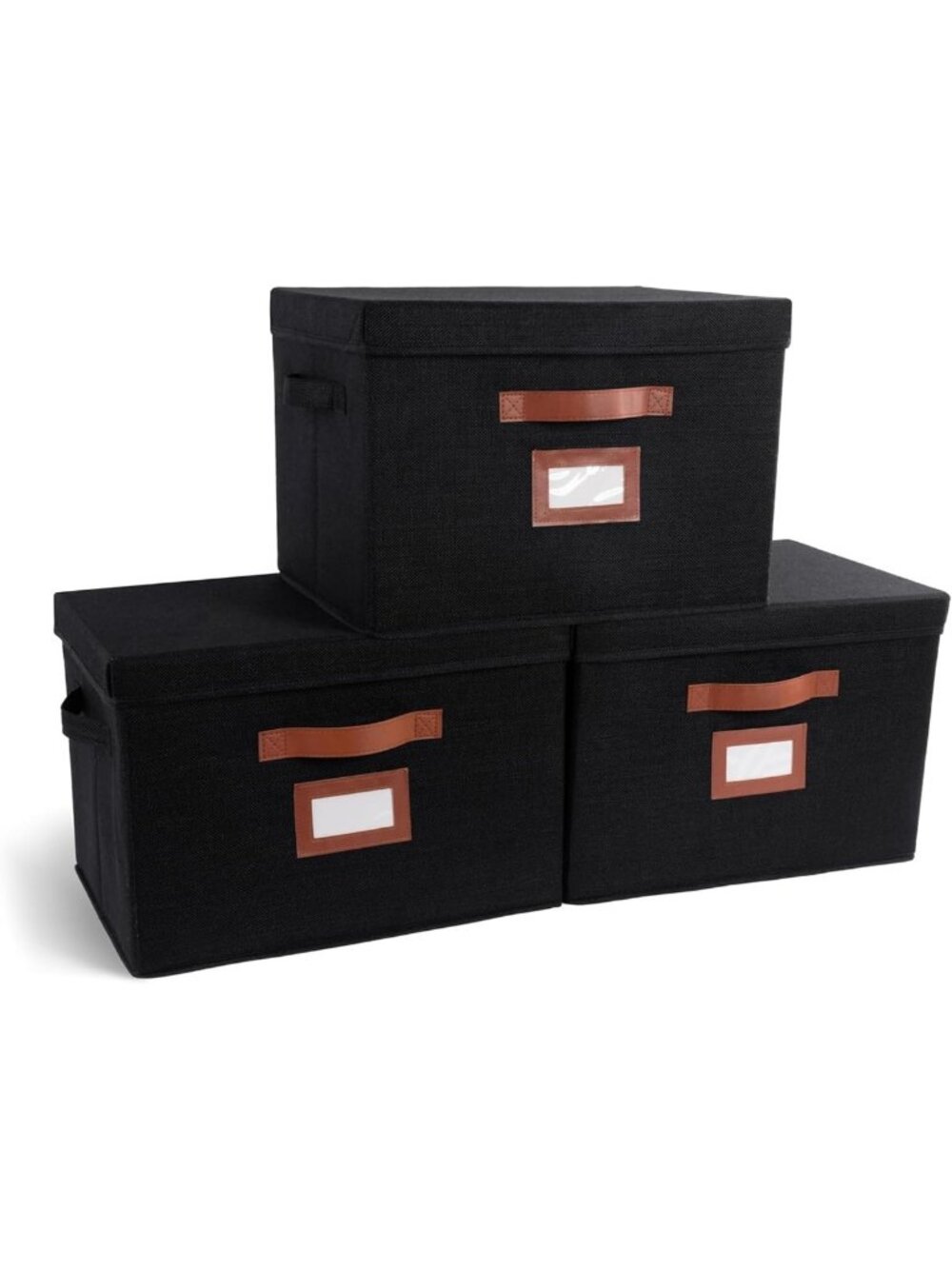 Large Fabric Storage Boxes with Lids - 3 Pack Decorative Organizers for Clothes